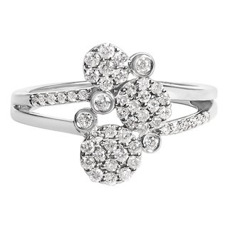 .925 Sterling Silver 1/2 Cttw Diamond Scatter Composite Bypass Ring (I-J Color, I1-I2 Clarity) - Size 5 For Sale