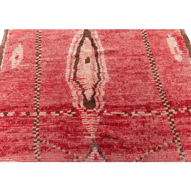 Doris Leslie Blau Vintage Moroccan Abstract Brick Red Hand-Knotted Wool Rug For Sale In New York - Image 6 of 8