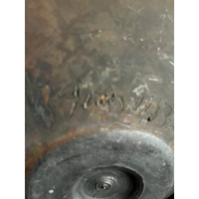 vintage raku vase with collar and artist signed overall nice condition with a few minor small scratches