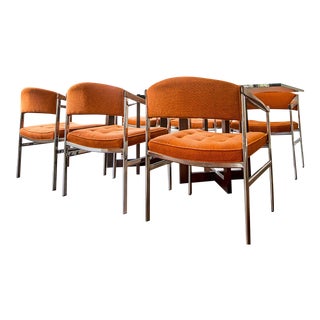 Milo Baughman Attributed Chrome and Walnut Dining Chairs - Set of 8 For Sale