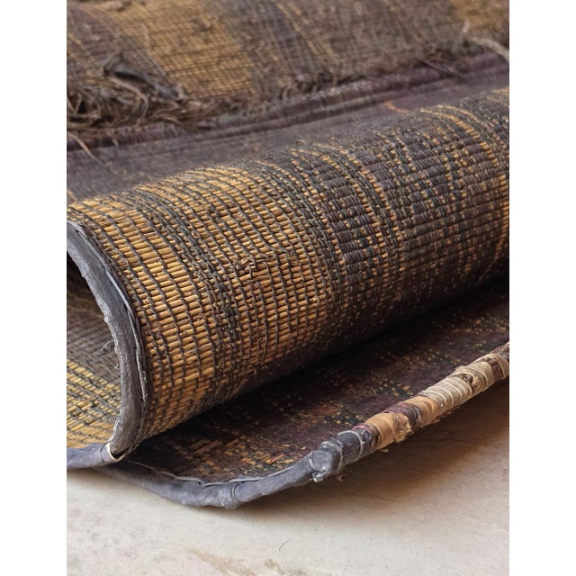 Vintage Tuareg Mat | Handwoven Reed Mauritanian Mat with Ochre Panel Design This vintage Tuareg mat features a rich, deep...