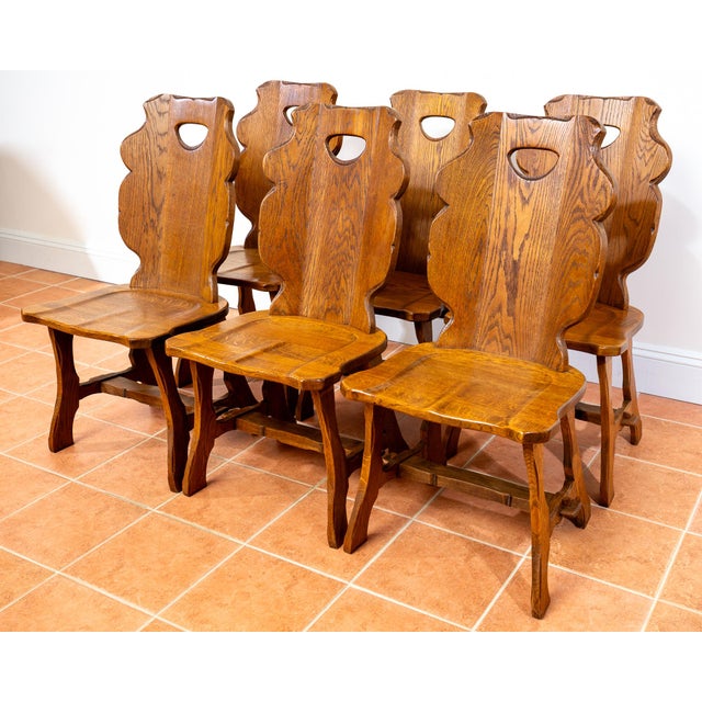 Vintage Belgian Dining Chairs in Oak, 1960s, Set of 6 For Sale - Image 16 of 18