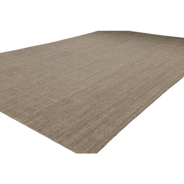Rug & Kilim Rug & Kilim’s Oversized Modern Textural Rug With Beige and Gray Striae - 14x16 For Sale - Image 4 of 7