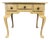 Vintage Queen Anne Cream Painted 3-Drawer Writing Desk Cottage Chic Vanity Table For Sale