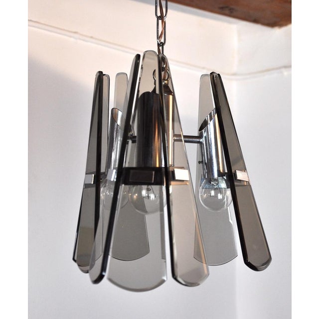 Pendant Lamp with 3 Arms in Black Murano Glass from Veca, Italy, 1970s For Sale - Image 4 of 7