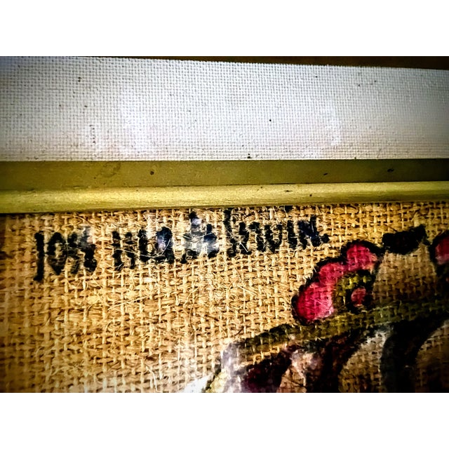 Mexican Original Mid-Century Mexican Modernist Painting on Burlap: Boy With Watermelon by Jose Maria De Servin (1917-1983) For Sale - Image 3 of 3