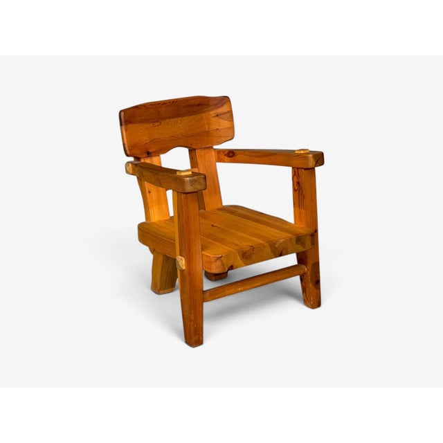 Green Stig Sandqvist, Brutalist Lounge Chairs, Pine, Green Fabric, Sweden, 1960s For Sale - Image 8 of 15