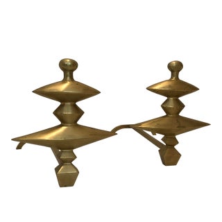 Pair of Vintage Bronze Modernist Andirons in the Style of Alberto Giacometti For Sale