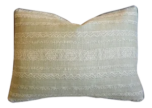 Green & Cream Designer Kerry Joyce Striped Feather/Down Pillow 22" X 16"
