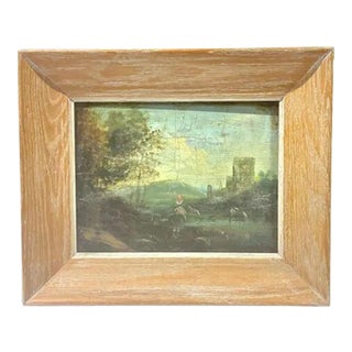 Antique Castle & Loch Scene Oil Painting For Sale