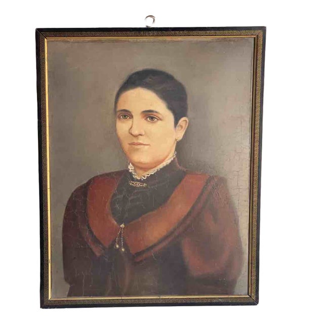 Unknown, Portrait of a Lady, 1894, Oil on Cardboard For Sale