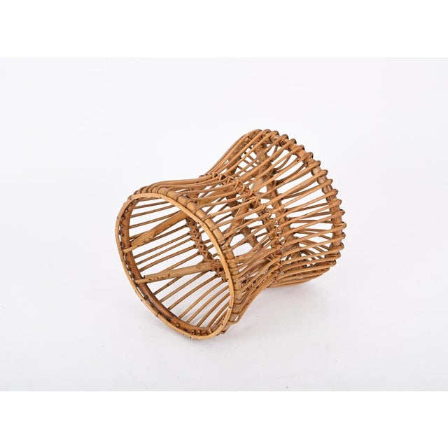 Mid-Century French Riviera Stool in Rattan and Woven Wicker, 1960s For Sale - Image 11 of 12