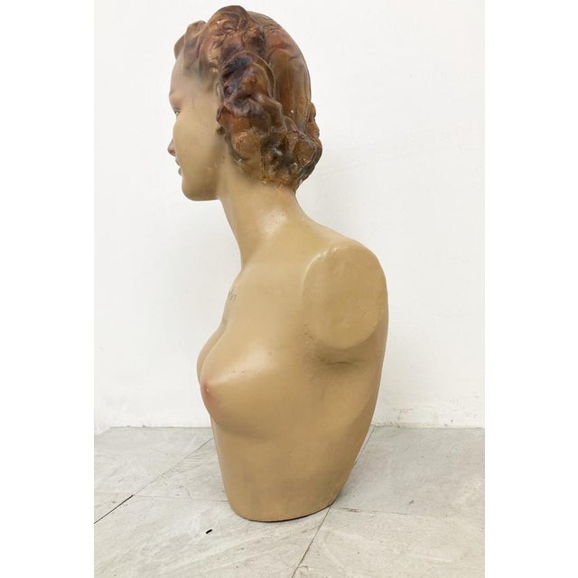 Plaster bust/mannequin which served an advertising purpose for new lingerie collections. It is in very good condition for...