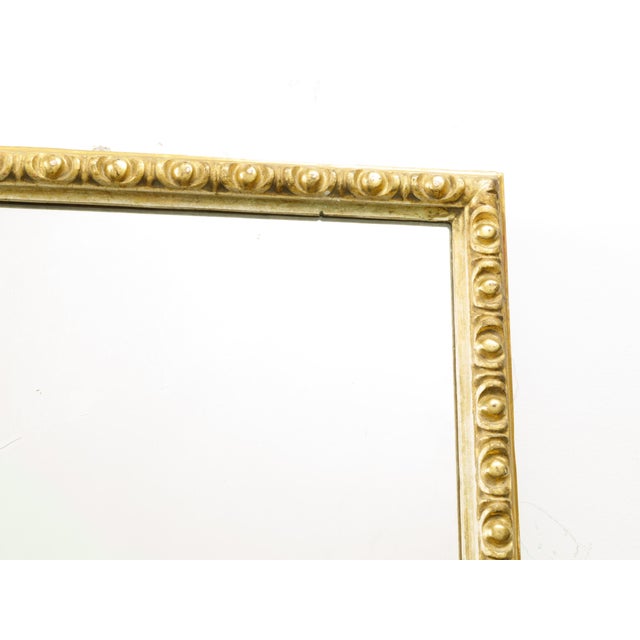 French Midcentury Rectangular Giltwood Mirror with Carved Ovoid Motifs For Sale - Image 4 of 6