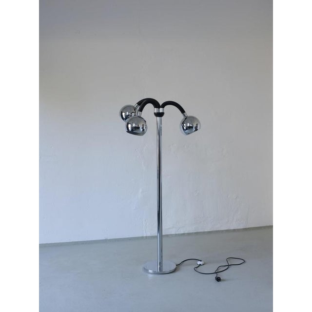 Space Age Chrome 3-Arm Floor Lamp, Italy, 1970s For Sale - Image 3 of 8