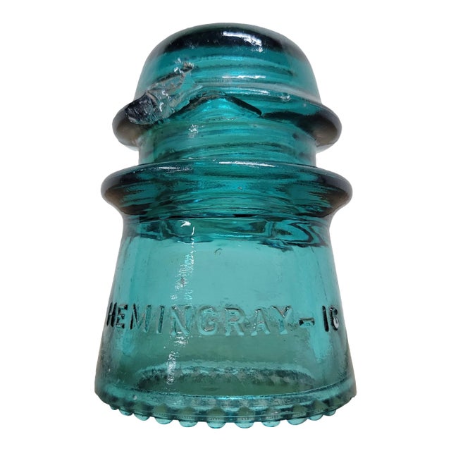 Vintage Hemingray 16 Aqua or Teal Glass Insulator For Sale