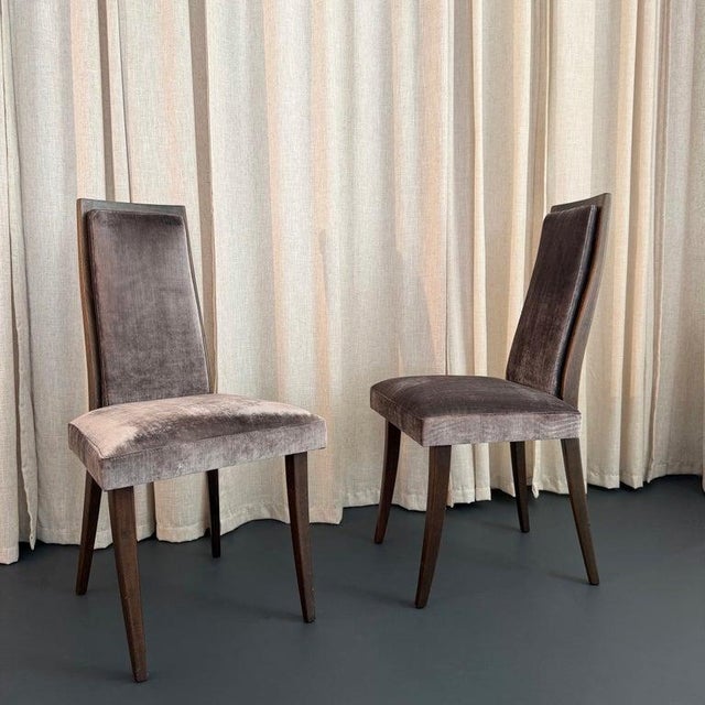 This gorgeous pair of Mid-Century Modern dining side chairs were designed by Harvey Probber circa 1950s. The dining chairs...