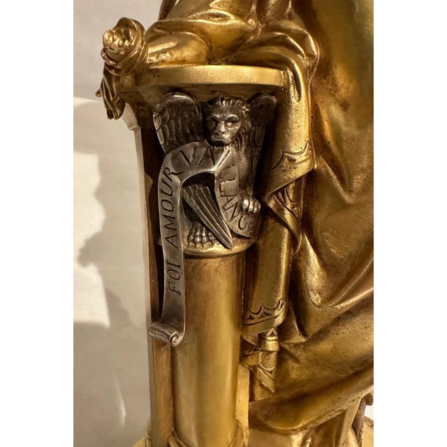 Metal Mid 19th Century Pair of 19th Century Gilt and Silvered Bronze Sculptures of Women For Sale - Image 7 of 12