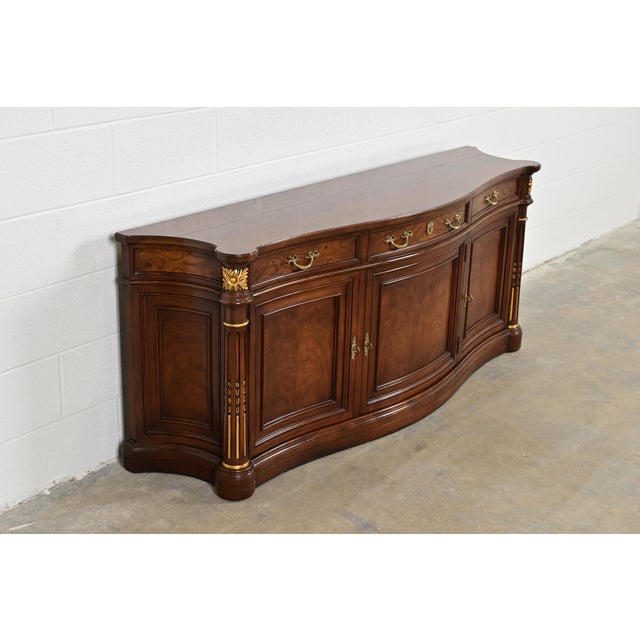 Karges Furniture Karges French Regency Louis XVI Carved Walnut and Parcel Gilt Sideboard or Bar Cabinet For Sale - Image 4 of 13