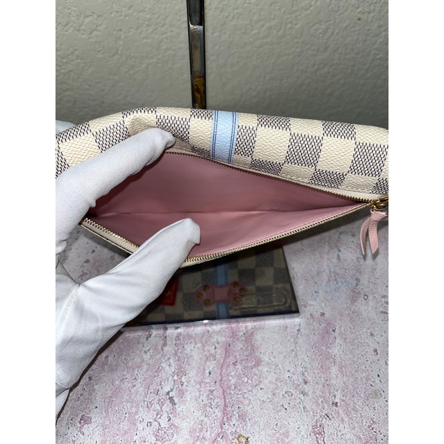 Animal Skin Louis Vuitton Damier Azur Summer Trunk Pochette For Sale - Image 7 of 12