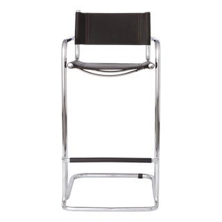 Vintage Cantilever Bar Stool with Chrome Frame and Black Faux Leather, 1990s For Sale