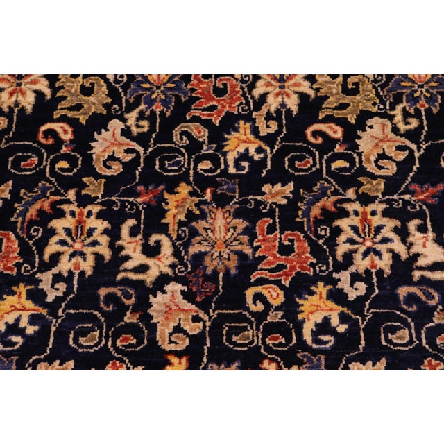Boho Chic Ziegler Blue Gold Hand-Knotted Wool Rug - 7'11'' X 9'6'' For Sale In New York - Image 6 of 8