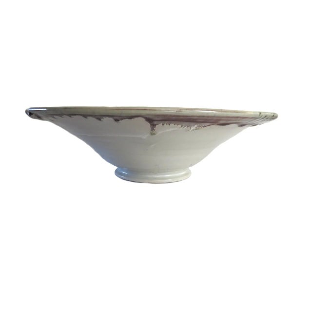 1980s Artisan Pottery Large Lotus Bowl For Sale - Image 4 of 10