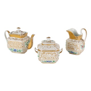 Antique Tea Set in White Porcelain, Europe, 19th Century, Set of 3 For Sale
