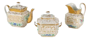 Antique Tea Set in White Porcelain, Europe, 19th Century, Set of 3