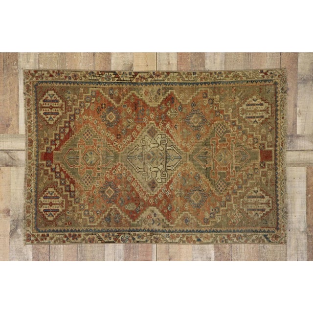 Brick Red Antique Persian Shiraz Rug - 03'04 X 05'00 For Sale - Image 8 of 10