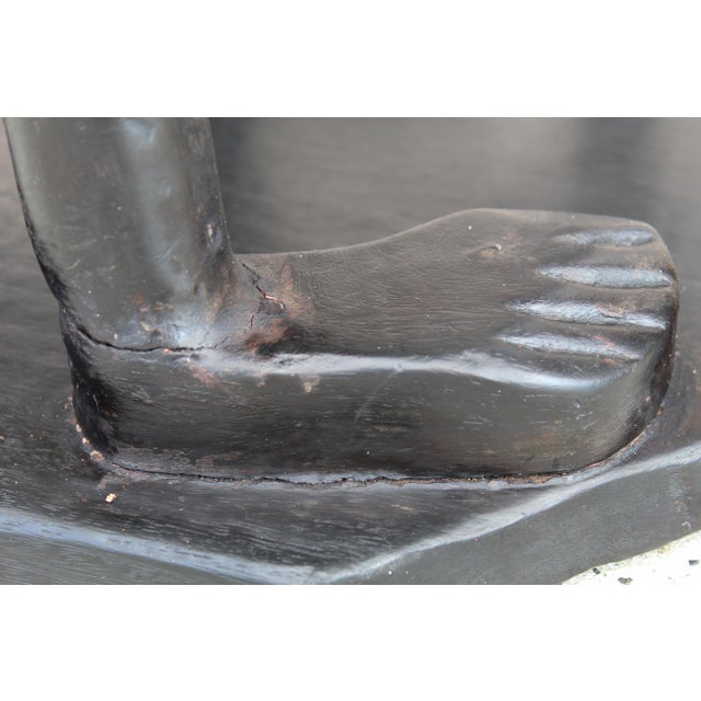 Vintage African Figural Side Table – Hand-Carved Sculptural Pedestal, Tribal Art Accent Table, Dark Hardwood For Sale - Image 14 of 14