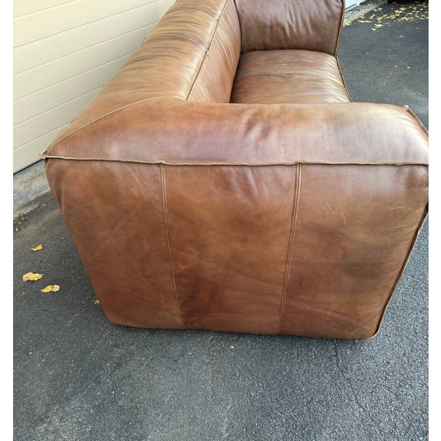 2010s Restoration Hardware Leather Fulham Sofa For Sale - Image 5 of 8