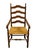 American Ethan Allen Heirloom Nutmeg Maple Colonial Early American Ladderback Rush Seat Dining Arm Chair For Sale - Image 3 of 9