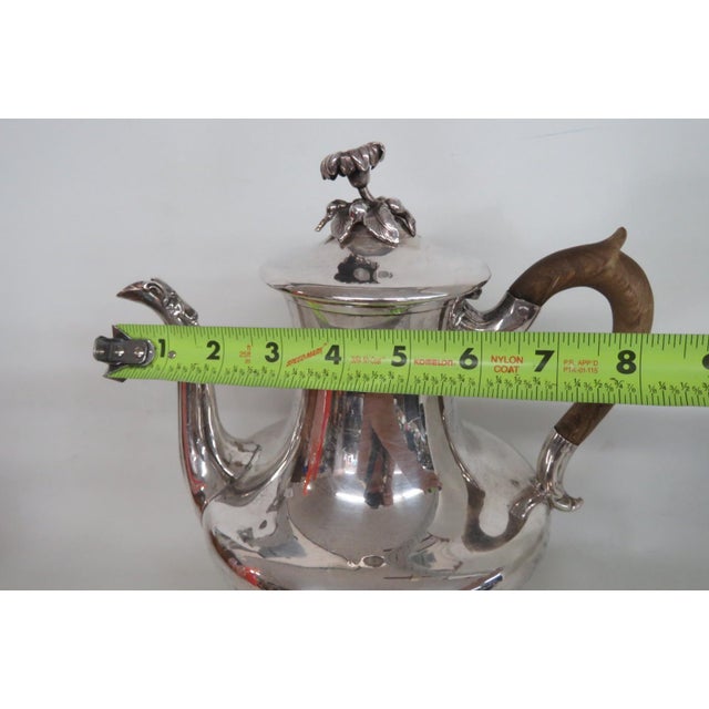 Early 20th Century Silver Plated Swan Neck Tea Coffee Pot Tapered Baluster With Wood Handle For Sale - Image 16 of 16