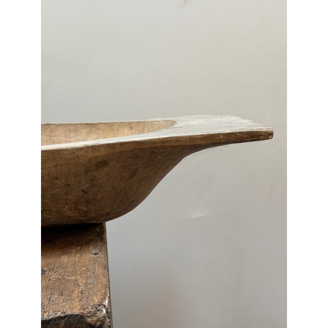 XL Antique Sculptural Wooden Hand Carved Dough Bowl For Sale - Image 11 of 12