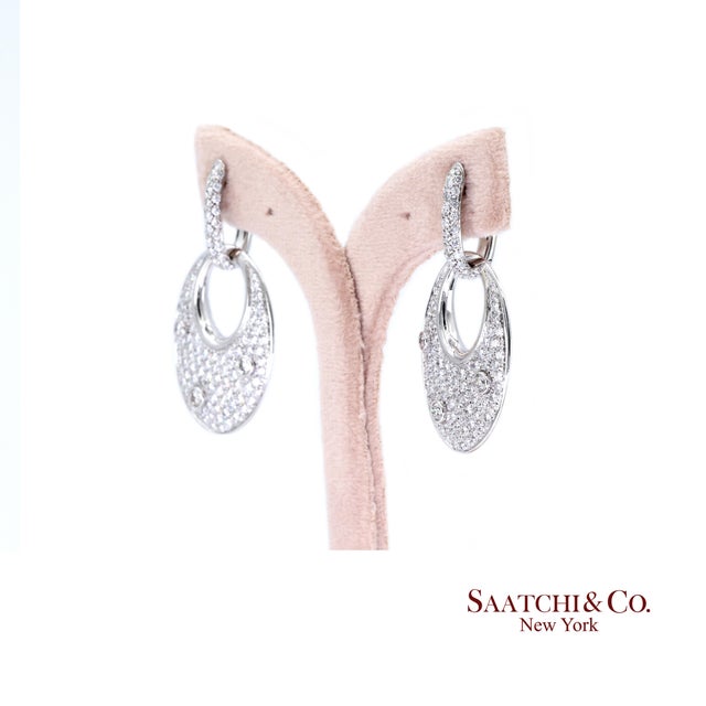 18k (750) White Gold Natural Diamond Earring - Set of 2 For Sale - Image 4 of 9