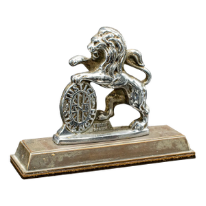 Small Antique Lion Paperweight, English, Animal Figure, Patriotic, Grille Mascot