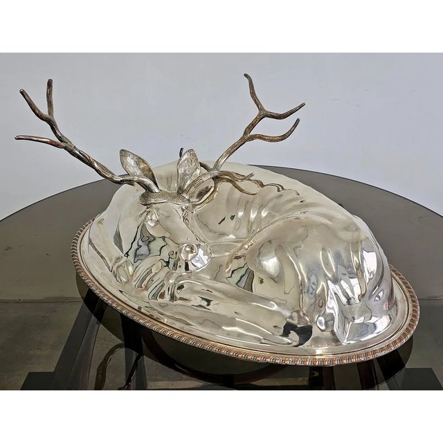 Black Large Silver Plated Covered Serving Platter attributed to Teghini Firenze, 1960s For Sale - Image 8 of 12