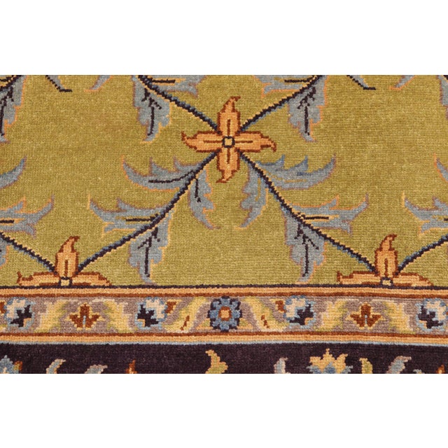 Textile Shabby Chic Green/Aubergine Wool Rug - 6'2'' X 9'2'' For Sale - Image 7 of 10