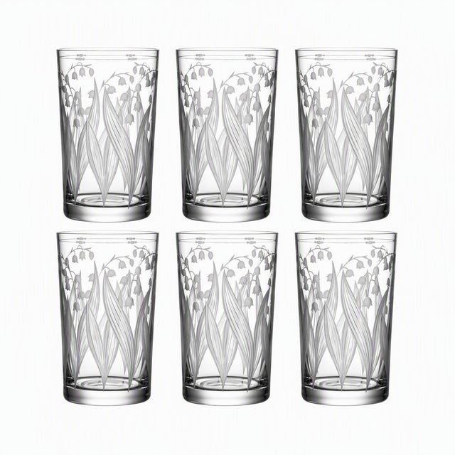 French Country ARTEL Lily of the Valley Tall Tumbler in Clear, Set of 6 For Sale - Image 3 of 3