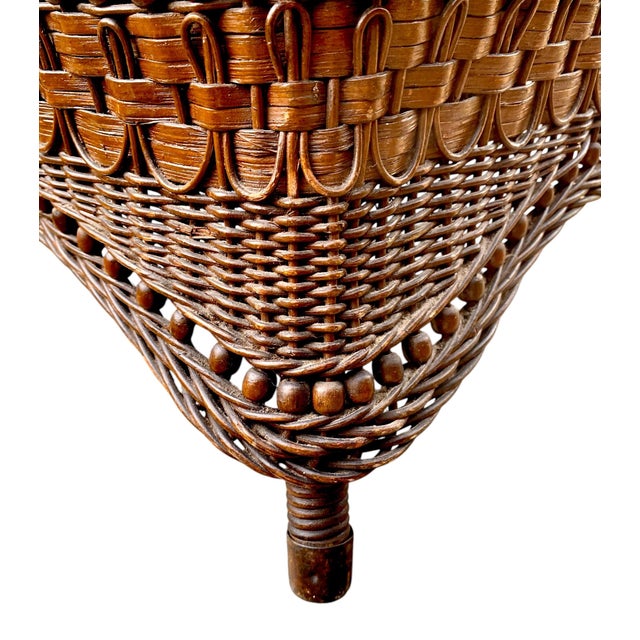 Antique 19th Century Heywood Wakefield Wicker Foot Stool Ottoman For Sale - Image 16 of 18