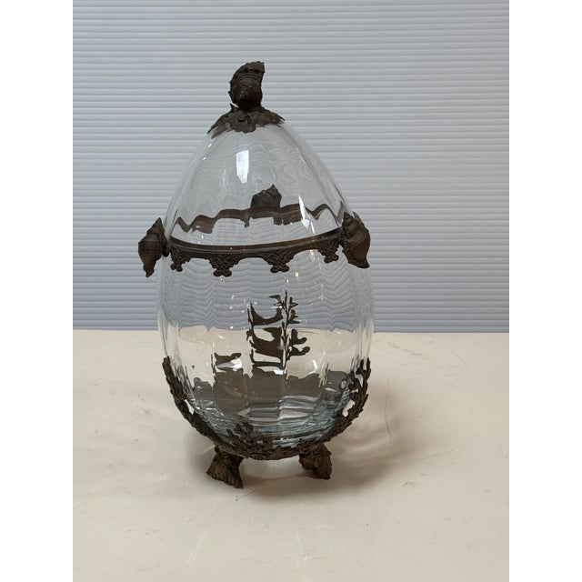 2010s Castilian Imports Crystal + Brass Egg For Sale - Image 5 of 12
