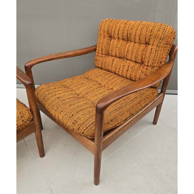 Textile Scandinavian Modern Teak Lounge Chairs, Denmark, 1970s, Set of 2 For Sale - Image 7 of 14
