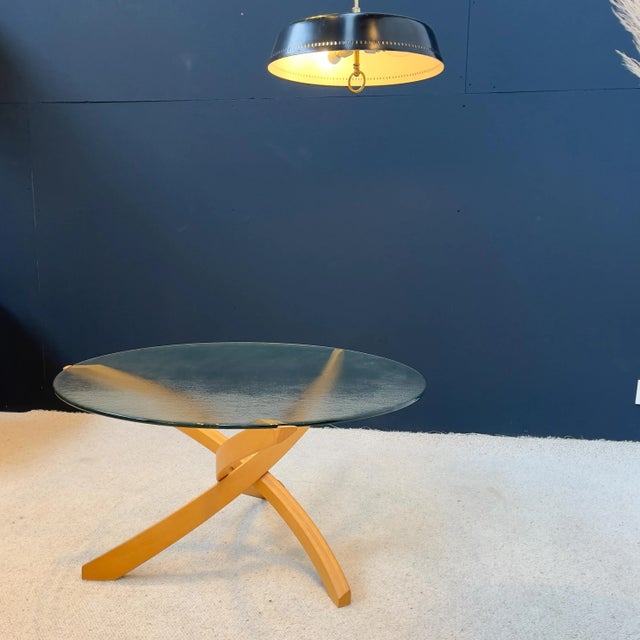 Beech and Glass Coffee Table from Maison Regain, 1970 For Sale - Image 8 of 8