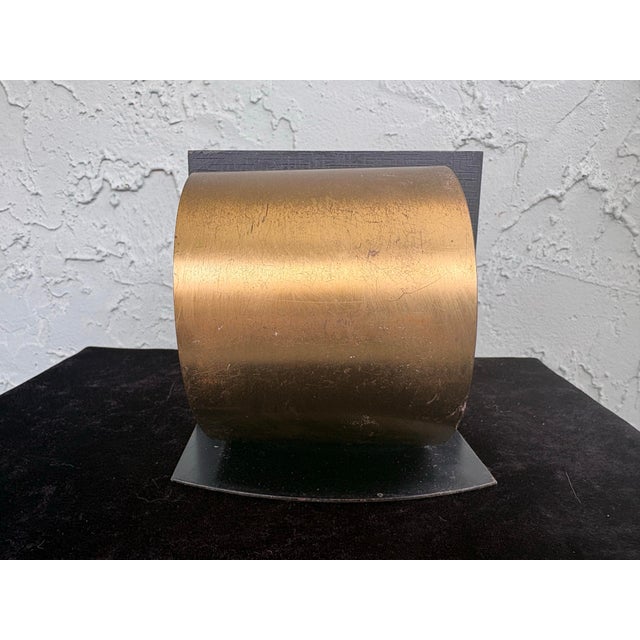 Metal Vintage Art Deco Revival Chariot Medallion Brass & Steel Single Bookend For Sale - Image 7 of 11