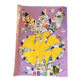 1980’s Original Wayne Cunningham Abstract Painting/Collage For Sale