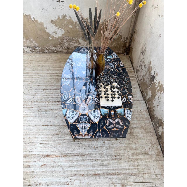 Coffee Table with Agate Stone Effect, 1990s For Sale - Image 9 of 18