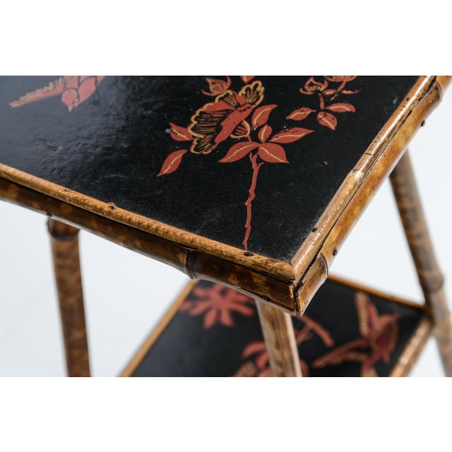 Antique Tortoiseshell Bamboo & Lacquer Chinoiserie Side Table Stand, France c.1880 For Sale In West Palm - Image 6 of 8