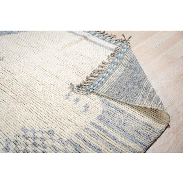 12x15 Ivory Hand-Knotted Wool Abstract Village Motifs Tribal Modern Carpet Rug For Sale - Image 4 of 8