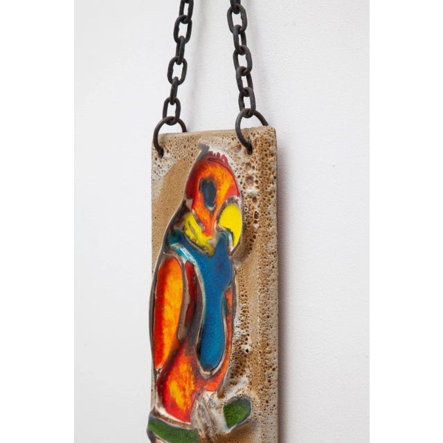 1960s Glazed Parrot Wall Hanging Tile, 1960s For Sale - Image 5 of 12